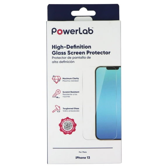 PowerLab High-Definition Glass Screen Protector for Apple iPhone 13 - Clear