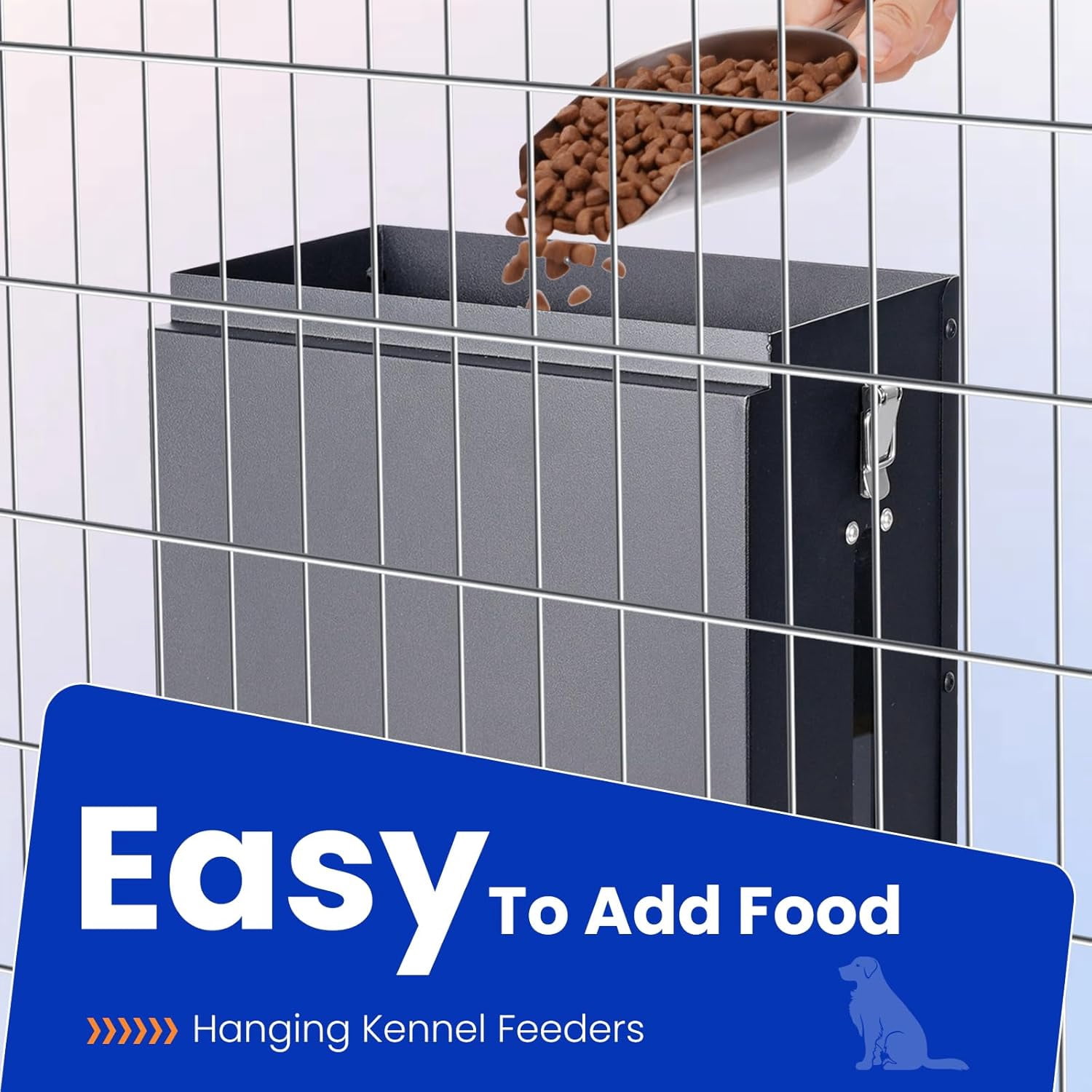 Dog Feeder Hanging Crate Automatic Food Dispenser 17Lbs Hanging Pet Cage Feeder for Large Breed,Rabbit,Chicken,Puppy,Ferret,Chinchilla,Ferret