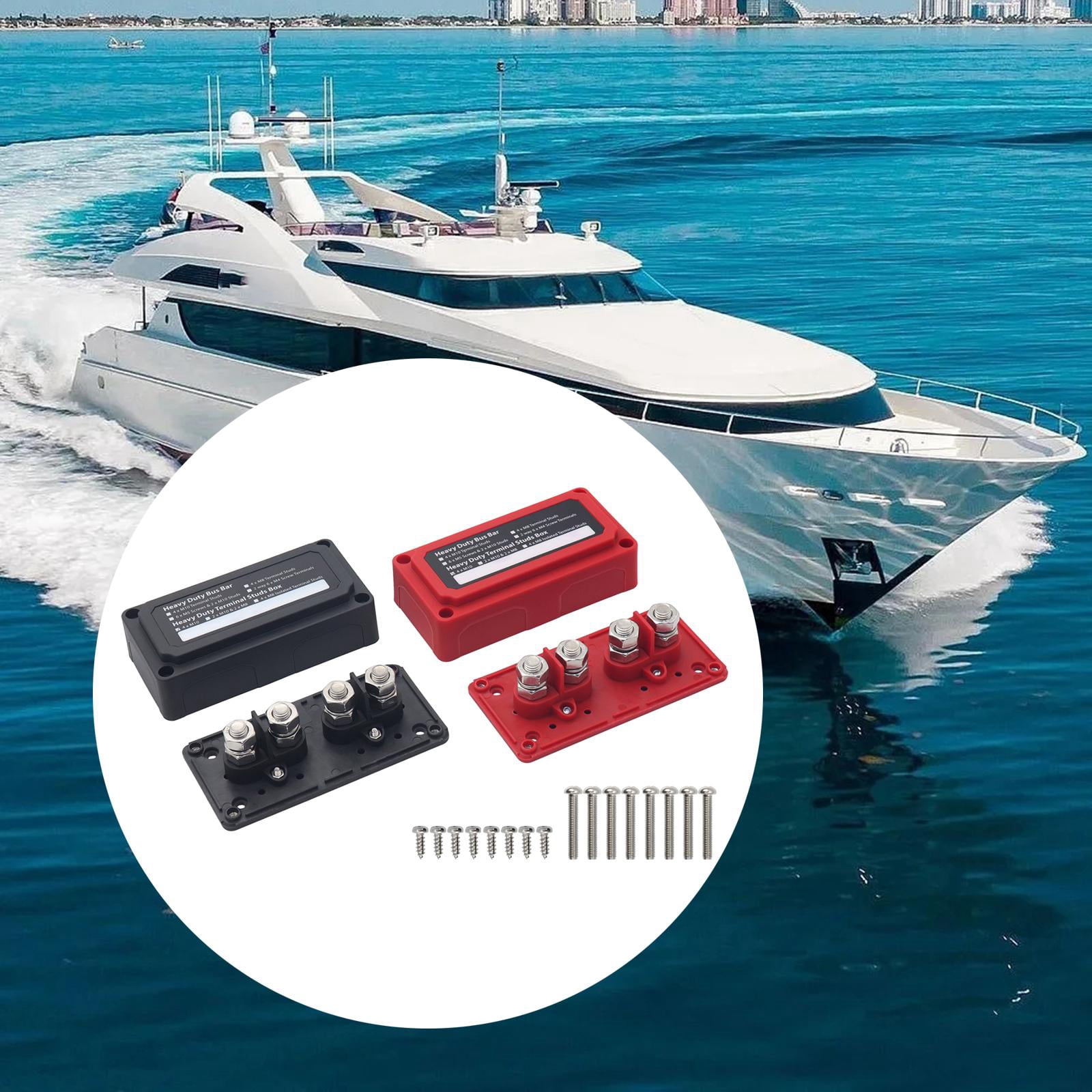 2x Power Distribution Block Junction Block Heavy Duty 300 Amp Rating Bus Bar Terminal Block for Truck Boat Car RV Marine Style E