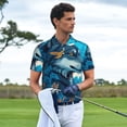 thumbnail image 3 of Logiee Blue Iceberg Leaf Wolf Print Mens Polo Shirts,Mens Golf Polo Shirts,Short Sleeve Casual Polo Shirts for Men,Summer Fashion Beach Shirts-X-Large, 3 of 6