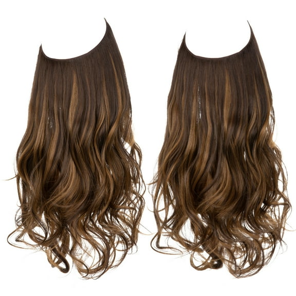 XmhyTop 18" Long Wavy Curly Hair Topper with Invisible Fishline Adjuster, Seamless No-Clip Design, Natural-Looking Synthetic Hair Piece for Women,Brunette Blonde