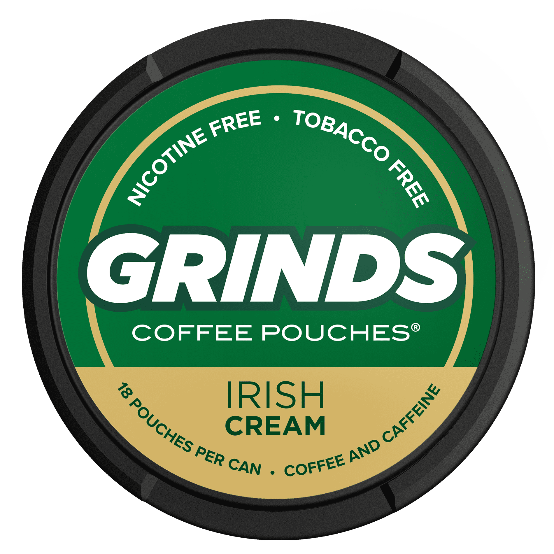 Grinds Coffee Pouches | 3 Cans of Irish Cream | Tobacco Free, Nicotine Free Healthy Alternative | 18 Pouches Per Can | 1 Pouch eq. 1/4 Cup of Coffee