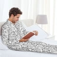 thumbnail image 4 of Wukai Black White Music Men's Long-Sleeve Pajama Set - Comfortable Sleepwear with Button-Down Shirt and Pants-XX-Large, 4 of 6