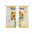 thumbnail image 6 of Spring Sunflower Sheer Curtains for Living Room Bedroom Yellow Butterfly Plaid Beige Vintage Sheer Curtains 72 Inch Long 2 Panels Set Light Filtering Curtain Window Treatments Drapes for Dining Room, 6 of 6