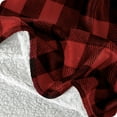 thumbnail image 4 of Bare Home Plush Sherpa Bed Blanket - Fluffy & Soft - Reversible - Lightweight - King, Buffalo Plaid - Red/Black, 4 of 6