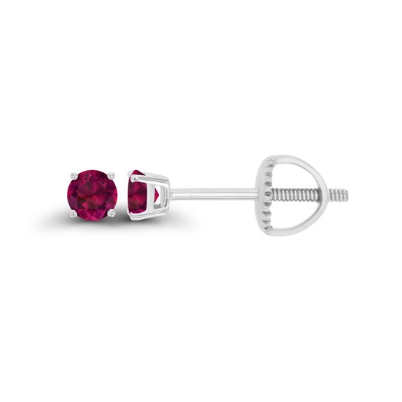 Decadence 925 Sterling Silver 3mm Round Created Ruby July Birthstone Screwback Stud Earrings