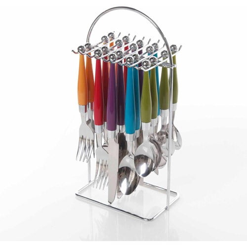 Gibson Home 20Piece Harmonica Rainbow Flatware Set with Hanging Rack
