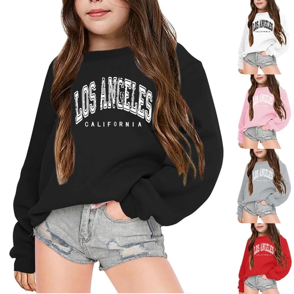 CAIXIA Boys Girls Sweatshirts Round Neck Soft Kids Shirts Long Sleeve 3d Graphic Pullover Athletic Tops Outfits Clothes for Girls Y2k