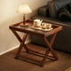 thumbnail image 4 of Mesita de noche de bambú con patas plegables | Bandeja de snacks de madera natural | Mesa portátil para servir el desayuno con barandillas | Diseño compacto ligero 44 x 40 x 30 cm, 4 of 6
