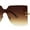 Gold Brown, variant on Womens Wave Beveled Lens Oversize Shield Rimless Fashion Sunglasses Gold Smoke