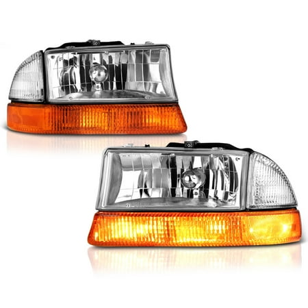 Dodge Dakota Headlight Lh Driver - VIPMOTOZ Chrome Housing OE-Style Headlight & Amber Turn Signal Lamp Assembly For 1997-2004 Dodge Dakota & Durango, Driver & Passenger Side