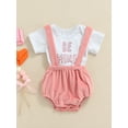 thumbnail image 2 of Qmyliery Letter Print Round Neck Bodysuit + Solid Color Suspender Pants Gift, 2 of 8