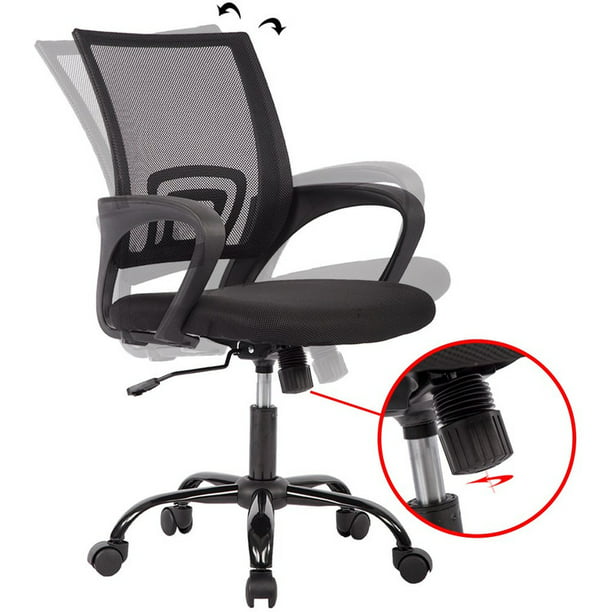 Adjustable Office Chair Mid Back Swivel Lumbar Support Desk Chair Computer Ergonomic Mesh Chair With Armrest Walmart Com Walmart Com
