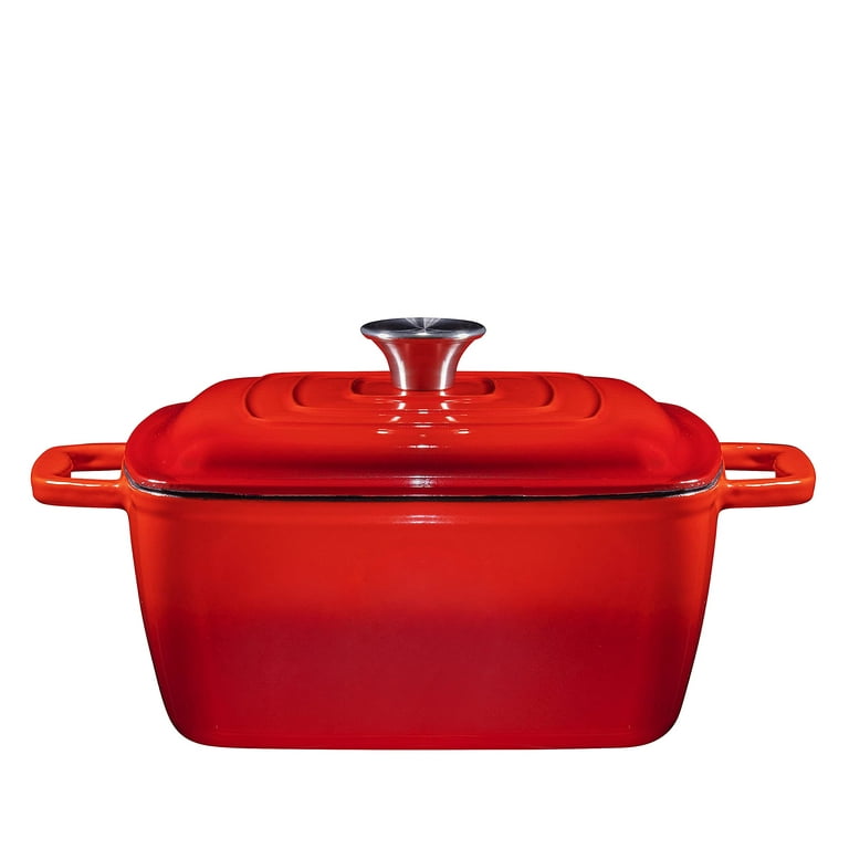 Buy Bruntmor 3.8 Quart Enamel Cast Iron Dutch Oven With Handles And Lid,  3.8 Qt Gradient Red Cast Iron Skillet, Enamel Shallow Cookware Braising Pan  For Casserole Dish, Crock Pot Covered With