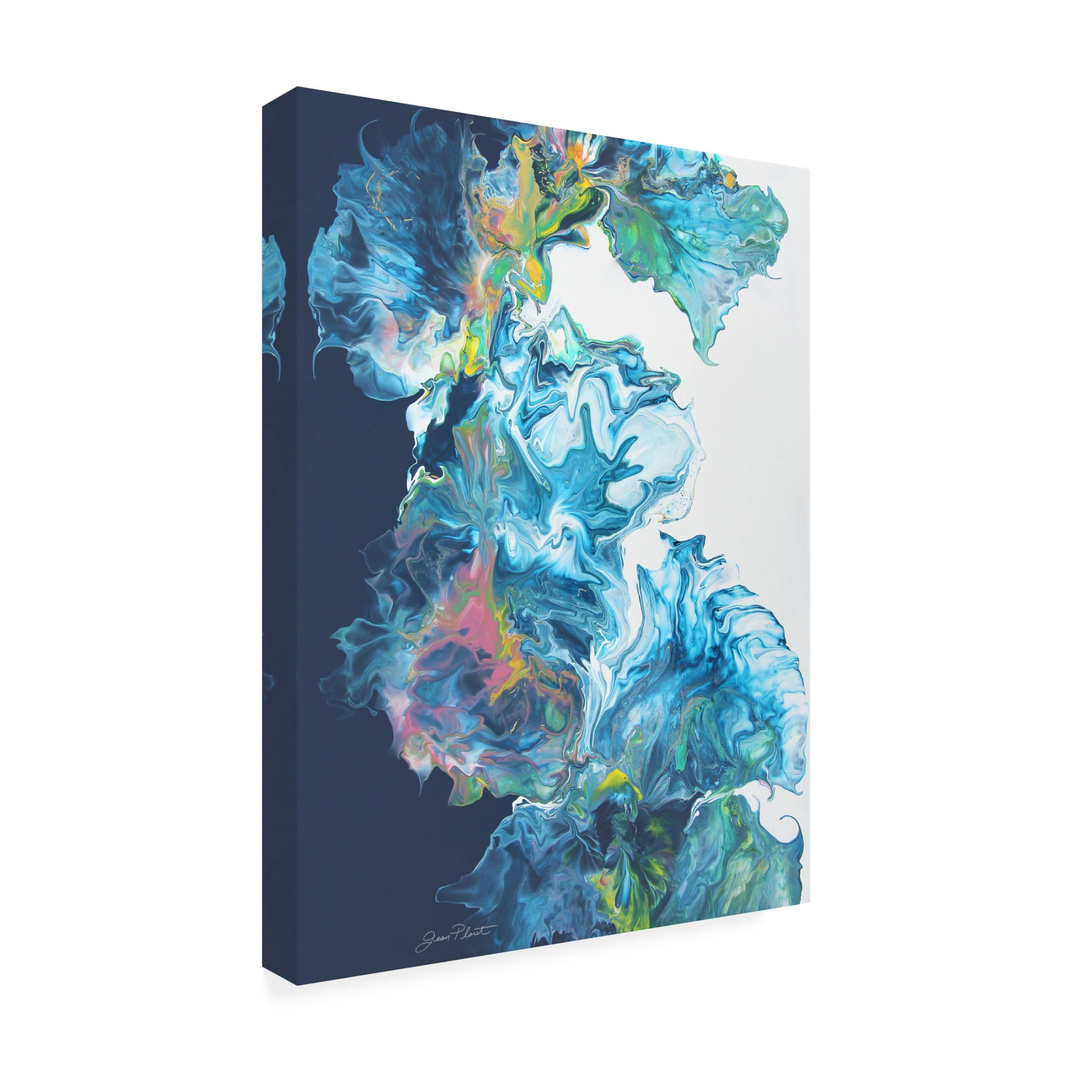 Canvas Wall Art - Jean Plout 'Blue Fluid Magic' Wall Art for Living Room, Bedroom, or Office Décor by Trademark Fine Art - 35 x 47 Inches