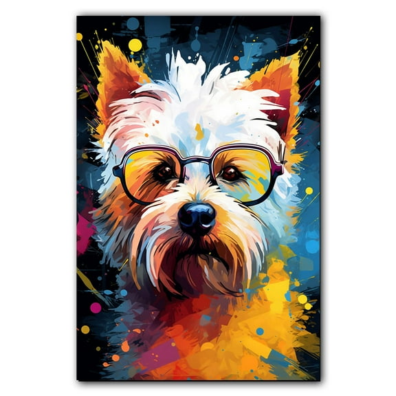 West Highland White Terrier Canvas,Dog Wall Art,Colorful Pets Canvas Wall Art For Living Room Decor Aesthetic Vintage Canvas & Prints Wall Decor For Bathroom
