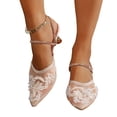 thumbnail image 7 of NexTorq Women's Pointed Toe Floral Embroidery Kitten Heel Mules Sexy Instep Strap Backless Slip On Comfort Stiletto Heel Slingback Elegant Dress Pumps for Wedding Party Shoes, Beige, 36, 7 of 7