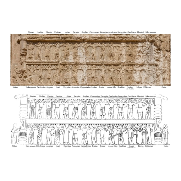 24x36 gallery poster, Ethnicities of army of Darius I, tomb at Naqsh-e Rostam