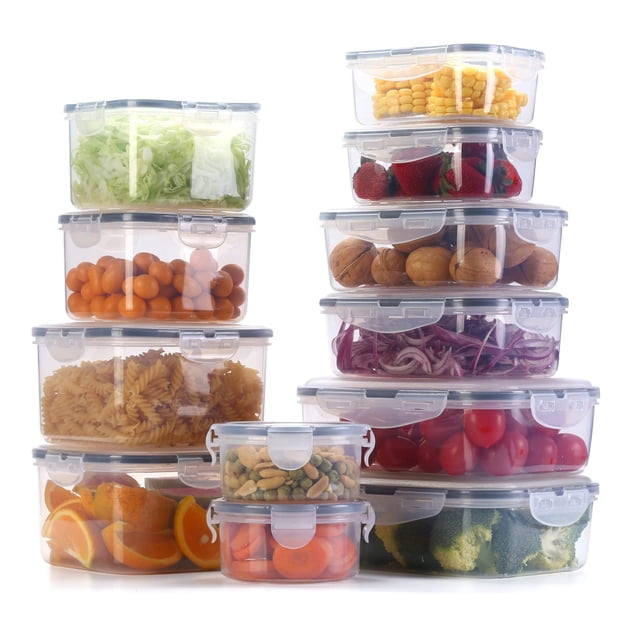 Juego de Recipientes para Alimentos 12 PIEZAS, CEWOOS Recipientes de Alimentos con Tapa a Prueba de Fugas Apto para Microondas Nevera Cocina - Aprobado por la FDA y LFGB - Sin BPA