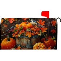 Fall Mailbox Covers Magnetic Standard Size 18x21 Inch Autumn Harvest Pumpkin Maple Leaf Bird Mail Box Cover Thanksgiving Mailboxes Wraps Post Letter Box Cover for Outdoor Garden Yard Decor