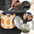 thumbnail image 4 of Yayeee Ashtray with Lid for Cigarette Smokeless Stainless Steel Home Ash Holder, Geometric Pattern, 4 of 7