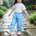 thumbnail image 2 of SGFCWSX Girls Rain Pants, Waterproof Windproof Loose Fit Elastic Waist Lightweight Reflective Strips Outdoor Mud Pants for Outdoor Blue Size 3T, 2 of 9