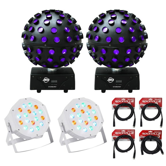 2) American DJ Starburst LED Spheres DJ Lighting Effect 2 Par lights dmx cables