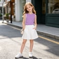thumbnail image 3 of Oiangi Girls Athletic Sleeveless Shirts Crewneck Curved Hem Tank Tops Quick Dry Basic Tanks for Workout Running Sports Purple 110, 3 of 8