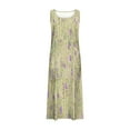 thumbnail image 4 of Summer Plus Size Dresses for Womens 2025 Fashion Sleeveless And Linen Round Neck Printed Long Dress, 4 of 5
