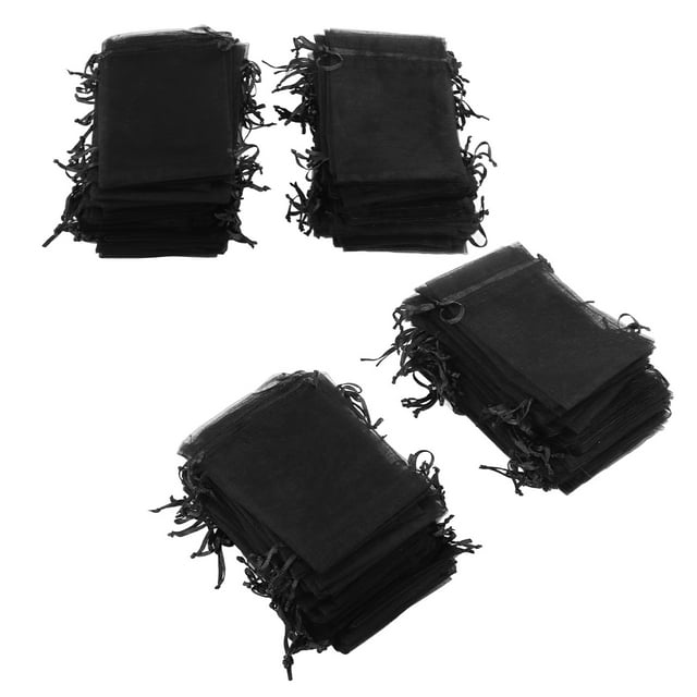 Drawstring Organza Bags, Elegant Simple Drawstring Organza Transparent Bags Mesh Material Transparent 10x15cm For Wedding For Party Decoration For Jewelry Black