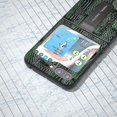 thumbnail image 4 of Funda de cuero genuino con textura Mahjong y soporte para Samsung Galaxy Z Flip5 (azul), 4 of 5