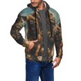 thumbnail image 2 of Wukai desert Man Shepherd Dog Print Men's Zip-Up Hoodie,Fleece Full-Zip Hoodie for Men, Hooded Sweatshirt-XX-Large, 2 of 5