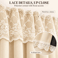 thumbnail image 5 of No-Drill Adhesive Blackout Curtains, Lace Double Layer Thermal Insulated Light-Filtering Drapes, Room Darkening Reusable for Bedroom Bay Window Living Room, Khaki, 5 of 7