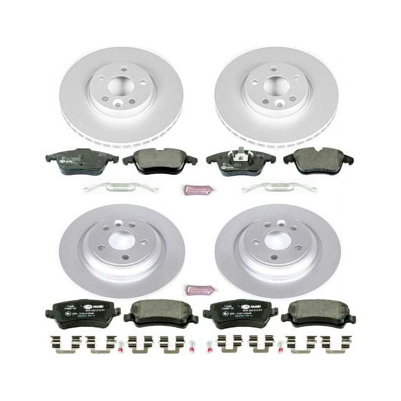 Power Stop Front and Rear Euro-Stop ECE-R90 Certified Brake Pad and Rotor Kit ESK5611