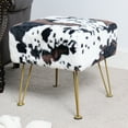 thumbnail image 5 of Home Soft Things Faux Fur Ottoman - Cows Flowers - Gold Leg - 17x17x17", 5 of 7
