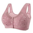 thumbnail image 3 of Valcatch Women's Plus Size Wireless Front Closure Bra, Cotton Breathable Racerback with Lace & Floral Pattern, Full Coverage Push Up for Seniors, 3 of 8