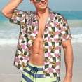 thumbnail image 5 of Lsque Abstract Pink Plaid Butterfly pattern Hawaiian Shirt for Men, Unisex Summer Beach Casual Short Sleeve Button Down Shirts-Large, 5 of 9