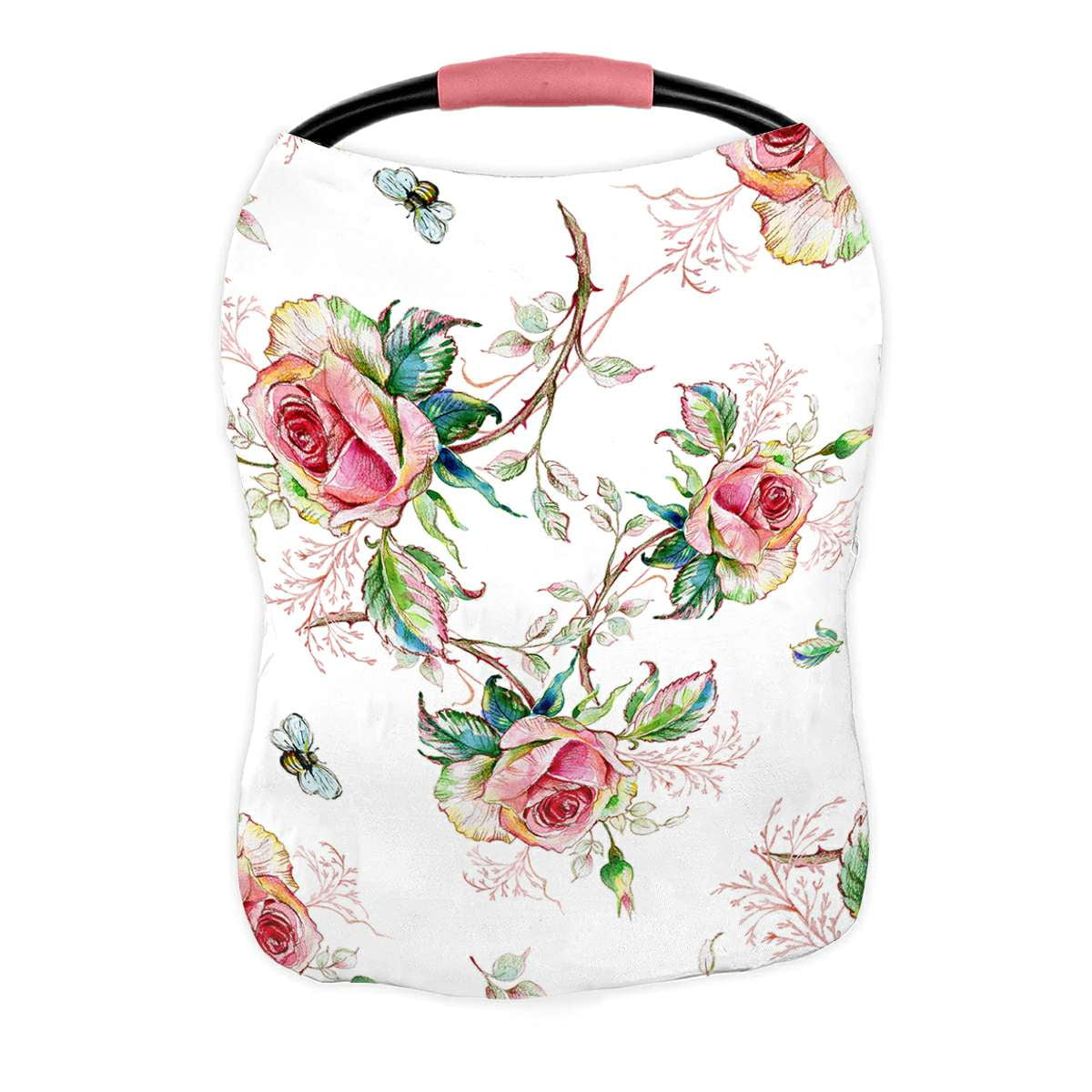 ECZJNT rose pattern bumble bee Nursing Cover Baby Breastfeeding Infant Feeding Cover Baby Car Seat Cover