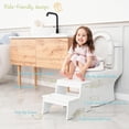thumbnail image 3 of Wood Step Stool For Bathroom Sink  White Toilet Potty Small Girl Boy 2 Stepping With Handle Kitchen Counter Bedroom Closet, 3 of 6