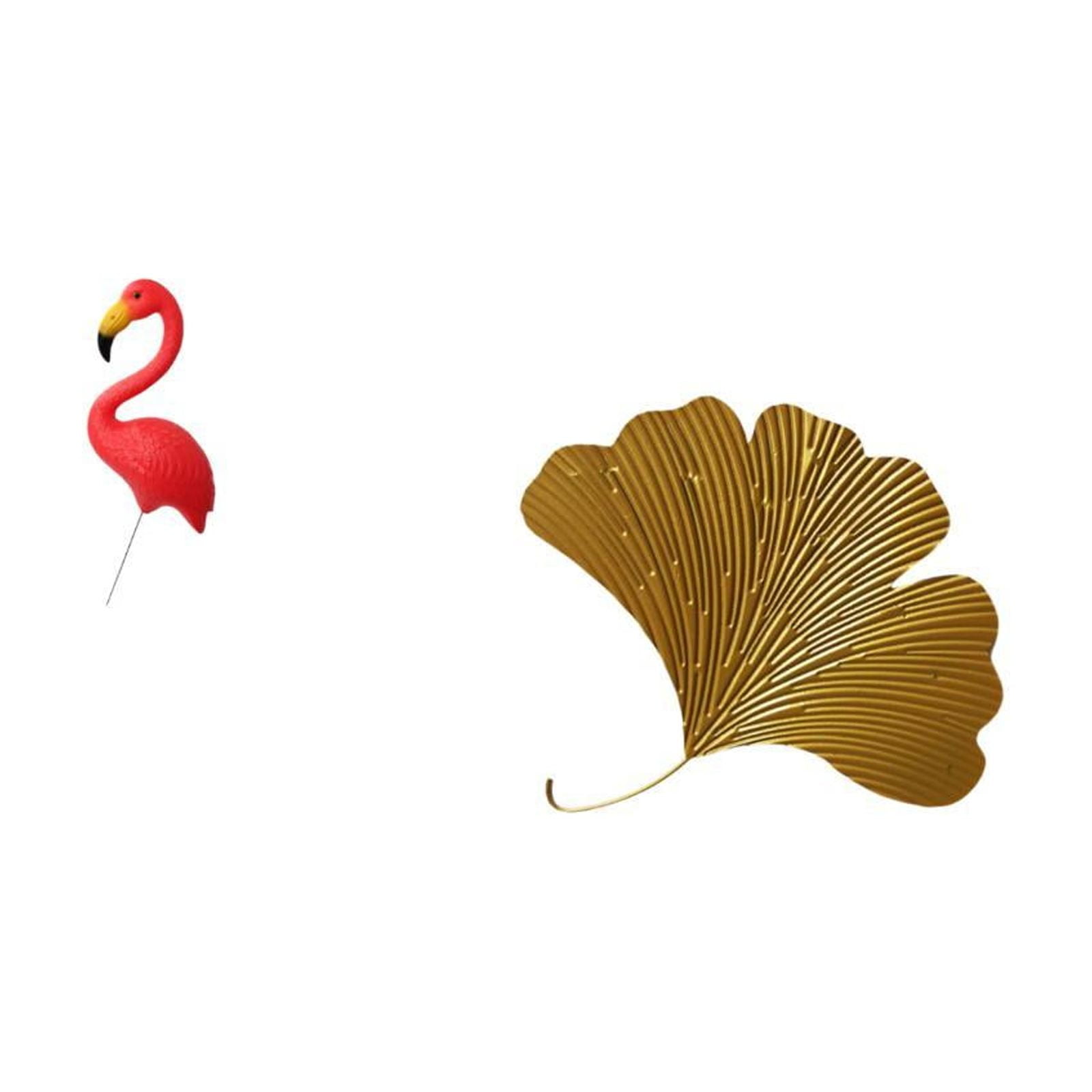 Flamingo Garden Stake Statue Leaf Wall Sculpture Wrought Iron Material for Yard Living Room Office Decor