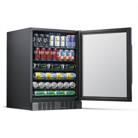 NewAir - 177-Can Built-In Beverage Cooler with Precision Temperature Controls and Adjustable Shelves - Black Stainless Steel