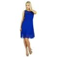 thumbnail image 2 of Bimba Women Blue Georgette Shift Dress Sheer Georgette Above Knee Party Dress, 2 of 6