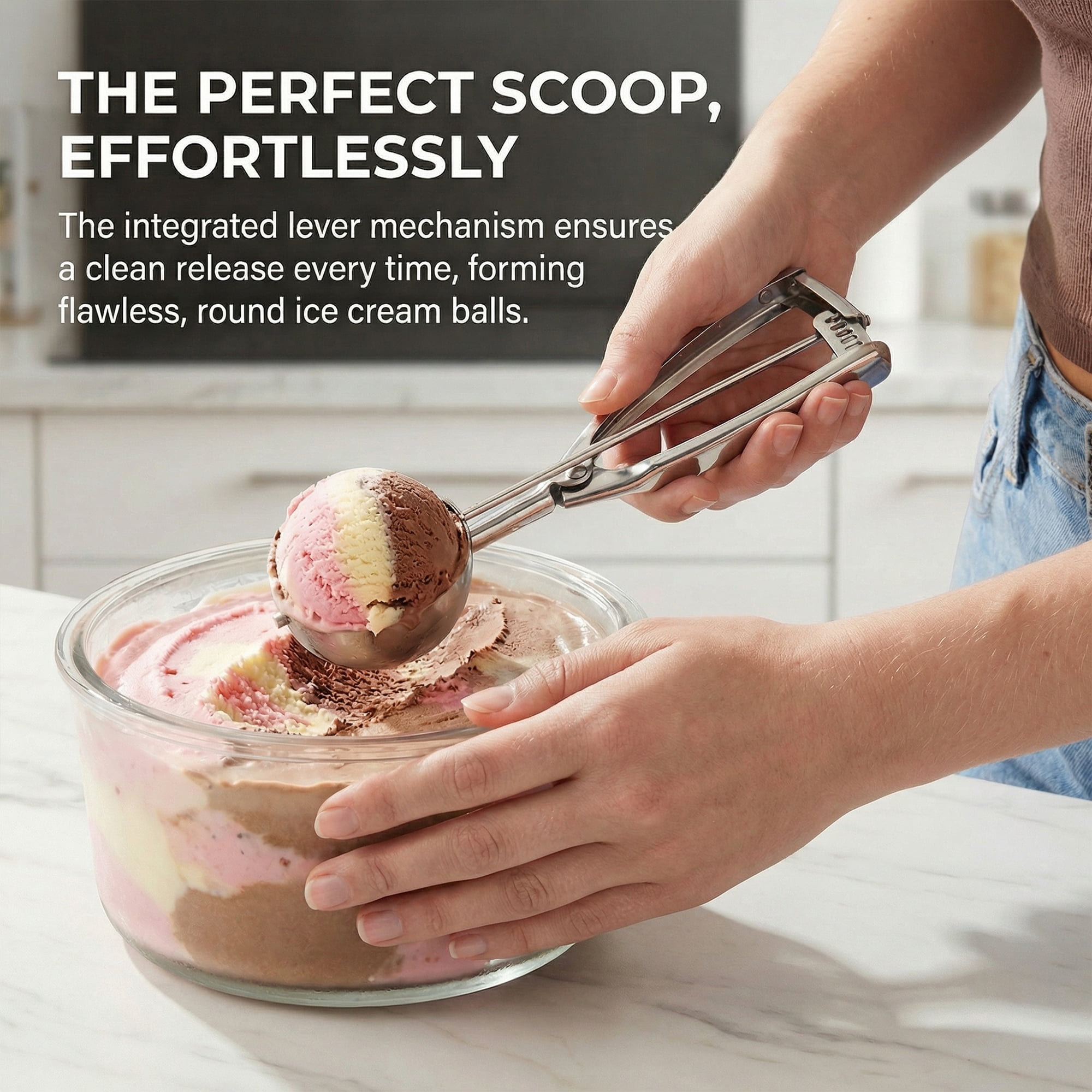 Unique Bargains Easy Clean Tool Stainless Steel Ice Cream Scoop Silver 9in