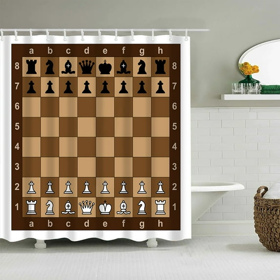 Chess Chess Shower Curtain Chessboard Art Decorative Background Shower Curtain INS Wind Home Decoration Waterproof Curtain