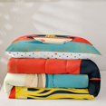 thumbnail image 5 of Manfei Retro Cat Twin Comforter Sets, Japanese Ramen Kitten Bedding Set, Red Teal, Polkadot Reversible, 2-Piece, 1 Comforter and 1 Pillowcase, 5 of 7