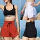 thumbnail image 2 of Pantalones cortos deportivos 2 en 1 para mujer Qucik-Dry transpirables de cintura alta con cordón para correr, 2 of 7