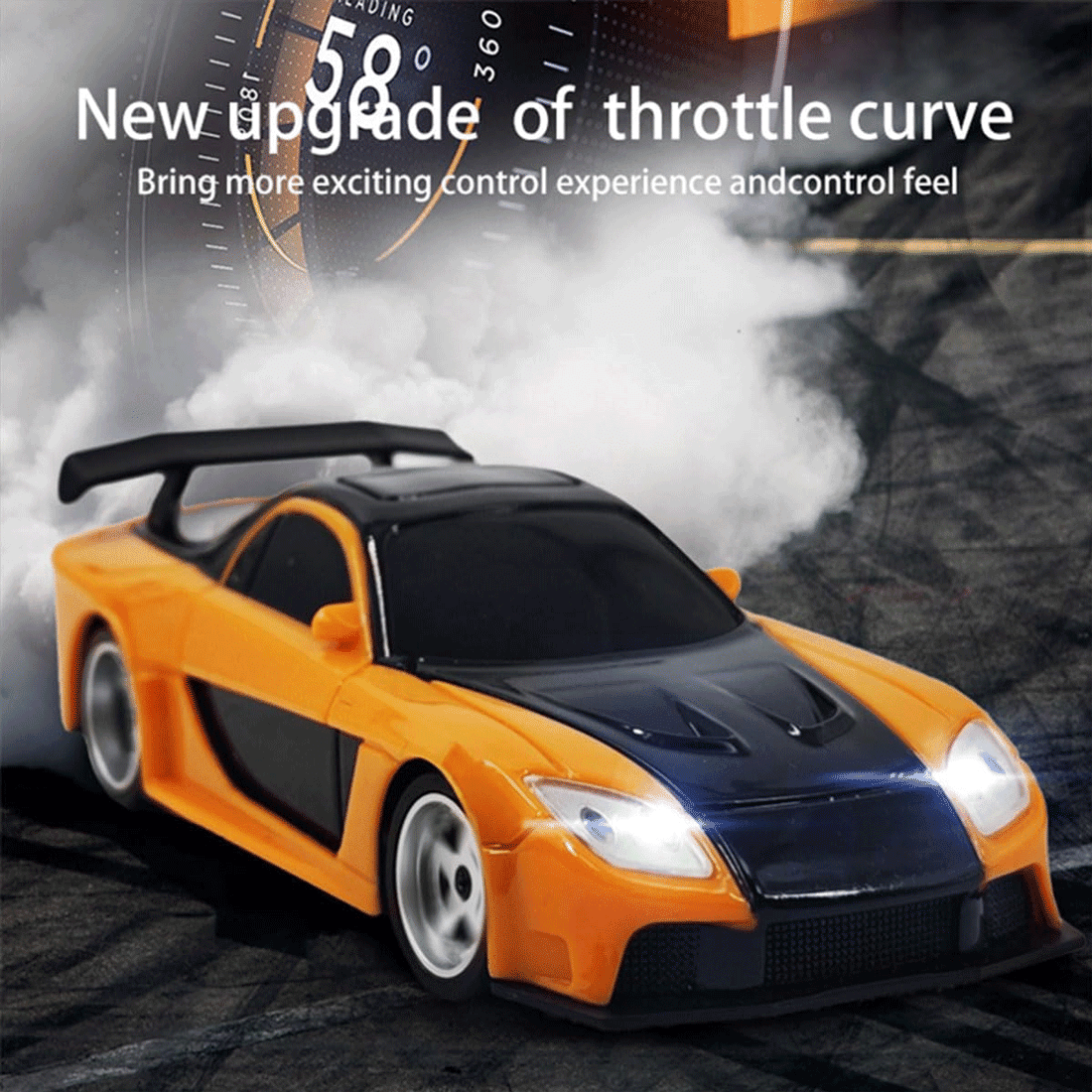 1/43 Scale Mini RC Drift Car, 2.4G 4WD Full Proportional Remote Control Sport Racing Car with 15KM/H High Speed & LED Lights, RC Electric Vehicle Toys for Adults
