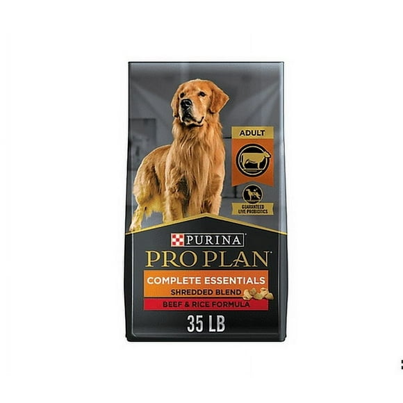 Purina Pro Plan High Protein Dog Food With Probiotics for Dogs, Shredded Blend Beef and Rice Formula 35 lb
