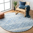 thumbnail image 2 of SAFAVIEH Glamour Drew Geometric Chevron Wool Area Rug, Blue/Ivory, 6' x 6' Round, 2 of 8