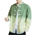thumbnail image 2 of IROINNID Men's Long Sleeve Round Neck Open Front Short Cover-up Jacket Gradient Loose Cotton Cardigan Stand Collar Buckle Jacket Coat, 2 of 7